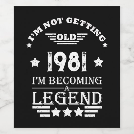 パーソナライズされたヴィンテージ誕生日ブラック＆ホワイト ワインラベル (シングルラベル)