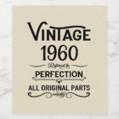 パーソナライズされたヴィンテージ誕生日ブラック ワインラベル (シングルラベル)