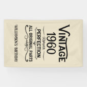 パーソナライズされたヴィンテージ誕生日ブラック 横断幕 (横)