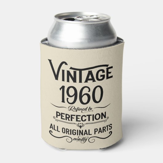 パーソナライズされたヴィンテージ誕生日ブラック 缶クーラー (缶正面)