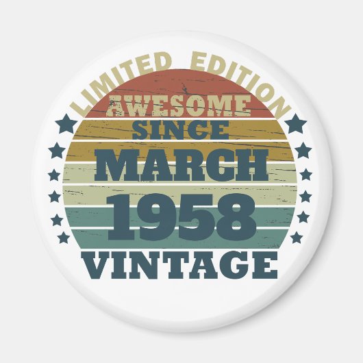 パーソナライズされたヴィンテージ誕生日プレゼントアイディア マグネット (正面)