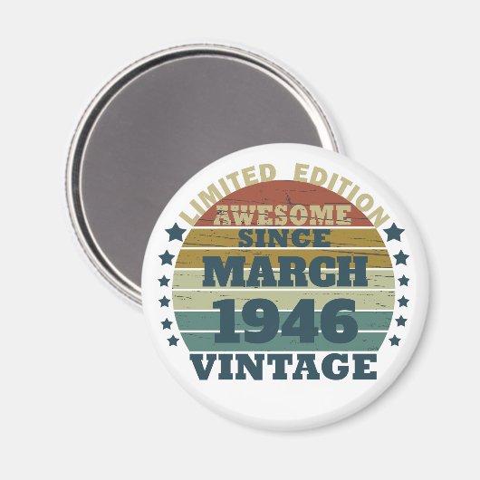 パーソナライズされたヴィンテージ誕生日プレゼントアイディア マグネット (正面/裏面)