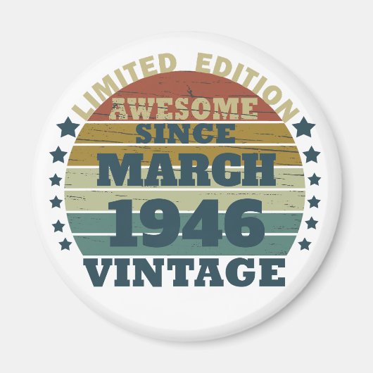 パーソナライズされたヴィンテージ誕生日プレゼントアイディア マグネット (正面)