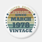 パーソナライズされたヴィンテージ誕生日プレゼントアイディア マグネット (正面)