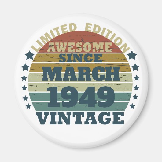 パーソナライズされたヴィンテージ誕生日プレゼントアイディア マグネット (正面)