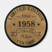 パーソナライズされたヴィンテージ誕生日プレゼントアイディア マグネット (正面)