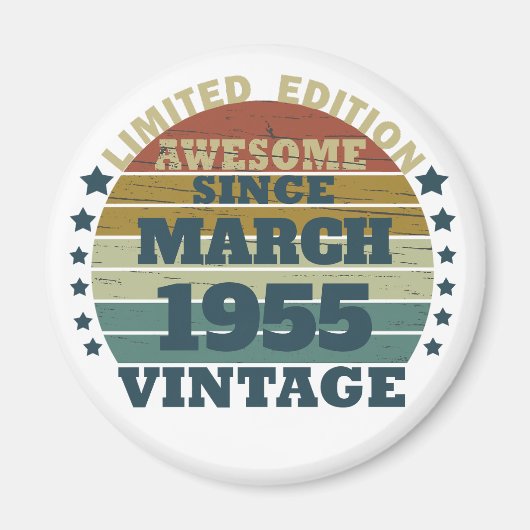 パーソナライズされたヴィンテージ誕生日プレゼントアイディア マグネット (正面)