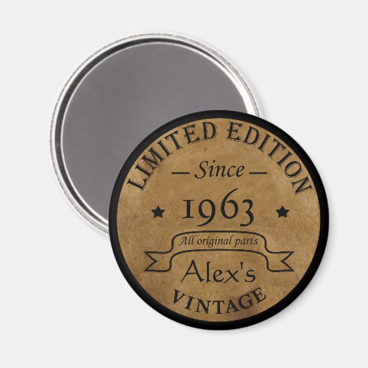 パーソナライズされたヴィンテージ誕生日プレゼントアイディア マグネット (正面/裏面)