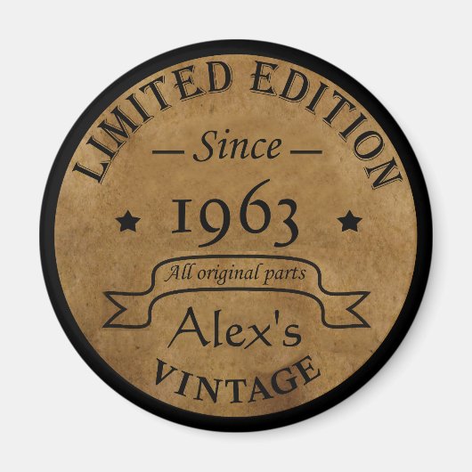 パーソナライズされたヴィンテージ誕生日プレゼントアイディア マグネット (正面)