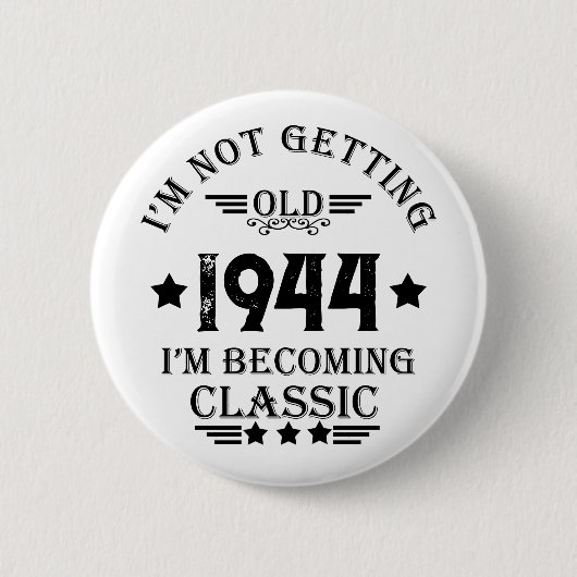 パーソナライズされたヴィンテージ誕生日プレゼントアイディア 缶バッジ (正面)