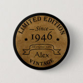 パーソナライズされたヴィンテージ誕生日プレゼントアイディア 缶バッジ (正面)