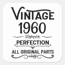 パーソナライズされたヴィンテージ誕生日プレゼント白黒 スクエアシール