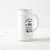 パーソナライズされたヴィンテージ誕生日プレゼント白黒 ビールジョッキ (正面右)