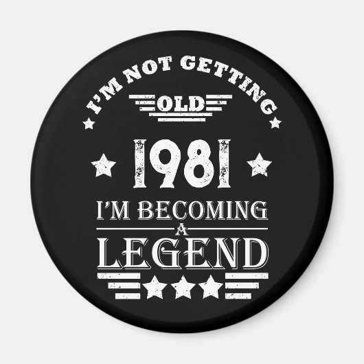 パーソナライズされたヴィンテージ誕生日プレゼント白黒 マグネット (正面)