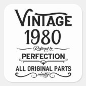 パーソナライズされたヴィンテージ誕生日プレゼント黒 スクエアシール (正面)