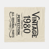 パーソナライズされたヴィンテージ誕生日プレゼント黒 フリースブランケット (正面(横))