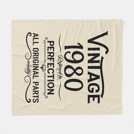 パーソナライズされたヴィンテージ誕生日プレゼント黒 フリースブランケット (正面(横))