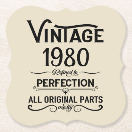 パーソナライズされたヴィンテージ誕生日プレゼント黒 ペーパーコースター