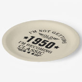 パーソナライズされたヴィンテージ誕生日プレゼント黒 ペーパープレート (アングル)