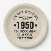 パーソナライズされたヴィンテージ誕生日プレゼント黒 ペーパープレート (正面)