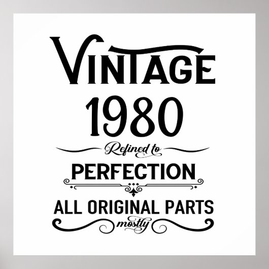 パーソナライズされたヴィンテージ誕生日プレゼント黒 ポスター (正面)