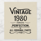 パーソナライズされたヴィンテージ誕生日プレゼント黒 ワインラベル (シングルラベル)