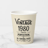 パーソナライズされたヴィンテージ誕生日プレゼント黒 紙コップ (正面)