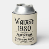 パーソナライズされたヴィンテージ誕生日プレゼント黒 缶クーラー (缶正面)