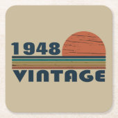 パーソナライズされたヴィンテージ誕生日プレゼント スクエアペーパーコースター (正面)