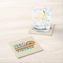 パーソナライズされたヴィンテージ誕生日プレゼント スクエアペーパーコースター