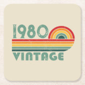 パーソナライズされたヴィンテージ誕生日プレゼント スクエアペーパーコースター (正面)