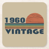 パーソナライズされたヴィンテージ誕生日プレゼント スクエアペーパーコースター (正面)