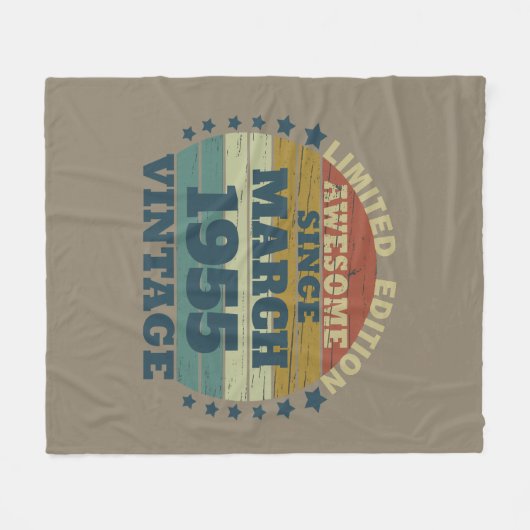 パーソナライズされたヴィンテージ誕生日プレゼント フリースブランケット (正面(横))