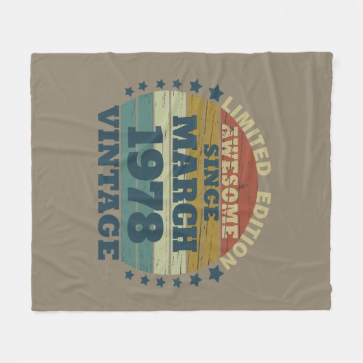 パーソナライズされたヴィンテージ誕生日プレゼント フリースブランケット (正面(横))