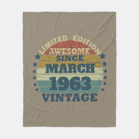 パーソナライズされたヴィンテージ誕生日プレゼント フリースブランケット (正面)