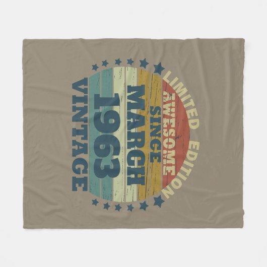 パーソナライズされたヴィンテージ誕生日プレゼント フリースブランケット (正面(横))