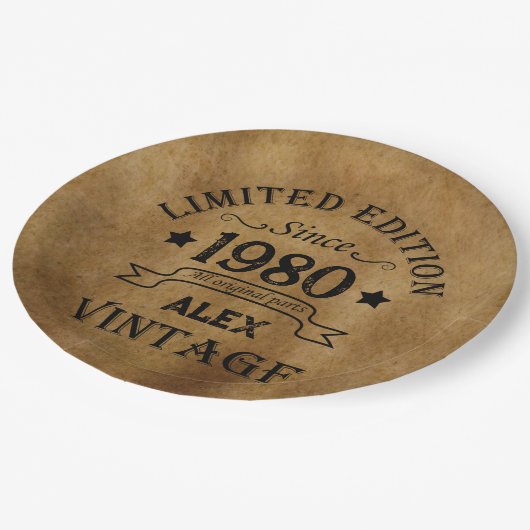 パーソナライズされたヴィンテージ誕生日プレゼント ペーパープレート (アングル)