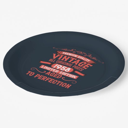 パーソナライズされたヴィンテージ誕生日プレゼント ペーパープレート (アングル)