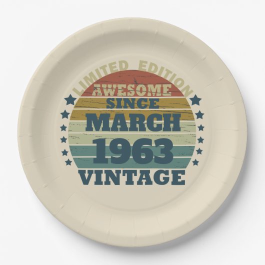 パーソナライズされたヴィンテージ誕生日プレゼント ペーパープレート (正面)