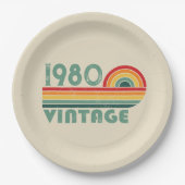 パーソナライズされたヴィンテージ誕生日プレゼント ペーパープレート (正面)