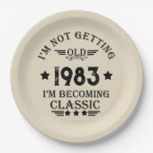 パーソナライズされたヴィンテージ誕生日プレゼント ペーパープレート (正面)