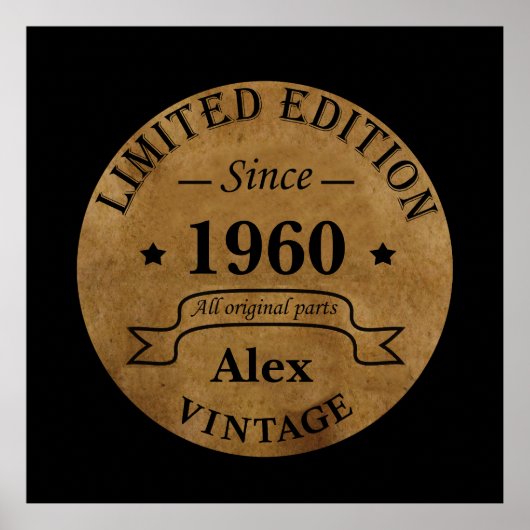 パーソナライズされたヴィンテージ誕生日プレゼント ポスター (正面)