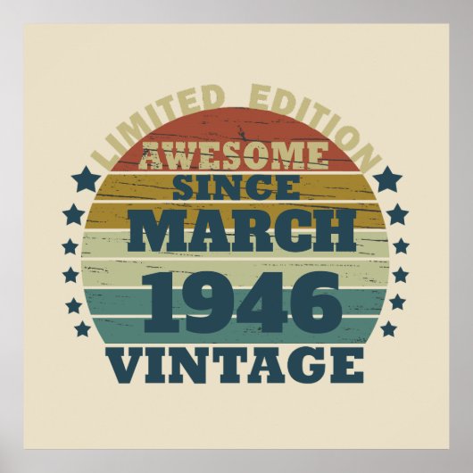 パーソナライズされたヴィンテージ誕生日プレゼント ポスター (正面)