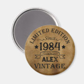 パーソナライズされたヴィンテージ誕生日プレゼント マグネット (正面/裏面)