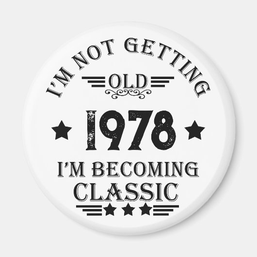 パーソナライズされたヴィンテージ誕生日プレゼント マグネット (正面)