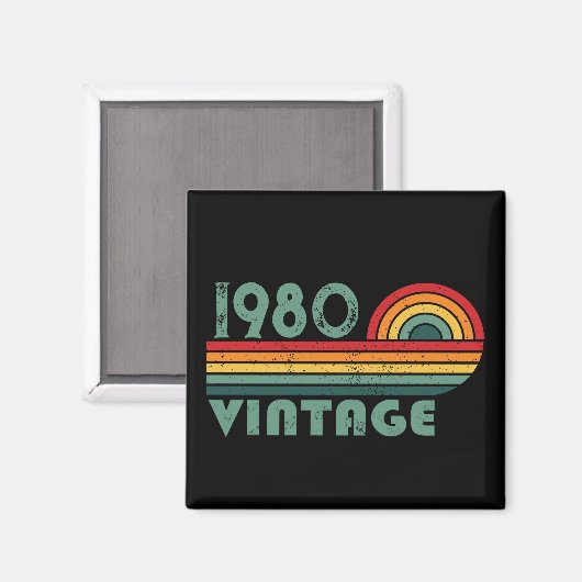 パーソナライズされたヴィンテージ誕生日プレゼント マグネット (正面/裏面)