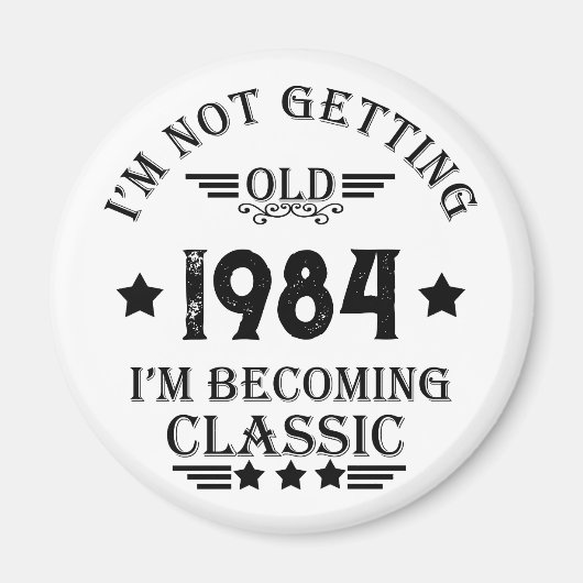 パーソナライズされたヴィンテージ誕生日プレゼント マグネット (正面)