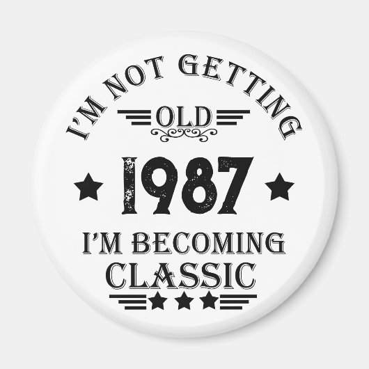 パーソナライズされたヴィンテージ誕生日プレゼント マグネット (正面)