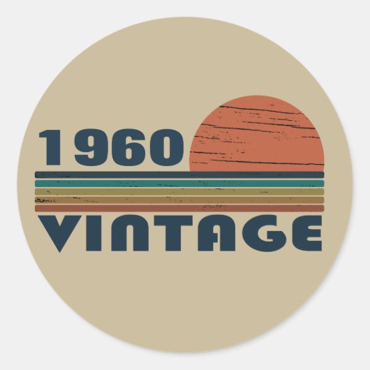 パーソナライズされたヴィンテージ誕生日プレゼント ラウンドシール (正面)