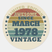 パーソナライズされたヴィンテージ誕生日プレゼント ラウンドシール (正面)